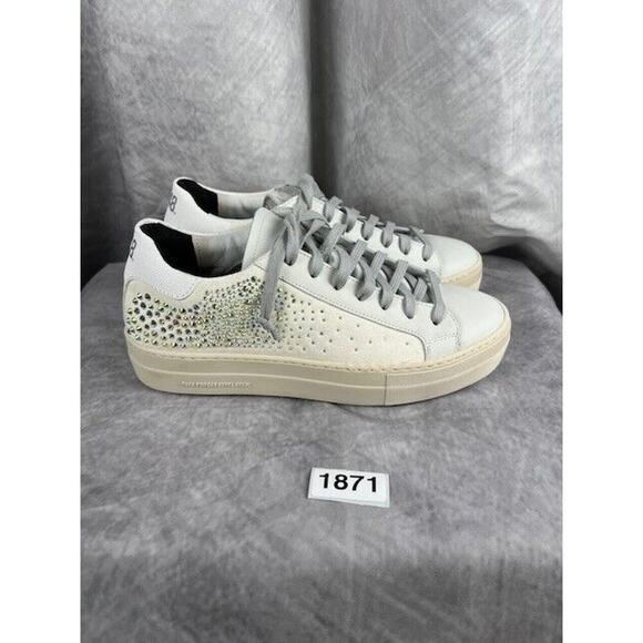 P448 Shoes - P448 "Thea" Sneaker in Galu w/Rhinestones (Cream/Gray) Sz US - 8.5, Eu - 39